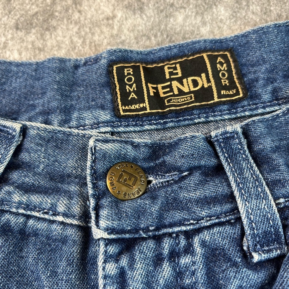 Fendi Classic Blue Denim 1980-1990 vintage and rare. USA 28 made in Italy.